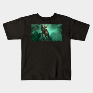 Lara Croft fighting a crocodile Kids T-Shirt